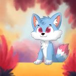 1:1 2025 alexumka anthro blue_body blue_fur canid canine canis detailed_background digital_media_(artwork) domestic_cat domestic_dog ears_up felid feline felis fluffy fox fur furniture hi_res leaf light male mammal pink_body pink_fur plant sea sky solo table tip tree umkashka wallpaper water white_body white_fur wolf