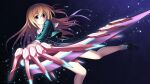  1girl black_shoes bow breasts buttons chaos;child confident cropped_jacket d-sword double-breasted dress_vest floating floating_hair hair_ribbon hekiho_academy hekiho_academy_school_uniform holding holding_sword holding_weapon huge_weapon kurusu_nono light_particles loafers long_hair looking_at_viewer medium_breasts orange_hair purple_eyes red_bow red_ribbon ribbon school_uniform shoes skirt smile socks solo sparkle sword taba_neruko thick_thighs thighs weapon white_socks 