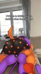 absurd_res an0malyz3r0 anthro black_clothing black_underwear butt canid canine canis catnap_(poppy_playtime) clothing dogday_(poppy_playtime) domestic_cat domestic_dog draw_over duo english_text felid feline felis fur hi_res hug hugging_another lying male male/male mammal mob_entertainment on_back on_top orange_body orange_fur pattern_clothing pattern_underwear poppy_playtime purple_body purple_fur smiling_critters tail tail_motion tailwag text tiktok underwear