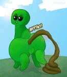 anus bedroom_eyes big_butt black_eyes blue_sky butt cloud creeper_(minecraft) digital_media_(artwork) eyelashes eyeshadow fart feces feces_pile female female_pooping feral green_body hi_res hiked_leg looking_at_viewer looking_back makeup microsoft minecraft mojang narrowed_eyes outside pincoosh pooping pooping_on_floor pooping_on_grass presenting presenting_hindquarters quadruped raised_leg rear_view scatplay seductive signature sky smelly solo sound_effects sun tail vowelless vowelless_sound_effect vulva xbox_game_studios