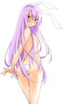  animal_ears ass blush breasts bunny_ears bunny_tail embarrassed from_behind frown highres long_hair looking_back medium_breasts nude outstretched_arm red_eyes reisen_udongein_inaba solo tail touhou very_long_hair wavy_mouth yukina_(masyumaro610) 