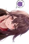  1girl alternate_hairstyle black_hair black_jacket brown_hair chonako demon demon_horns genshin_impact highres horns hu_tao_(genshin_impact) jacket long_hair red_eyes star_(symbol) star_in_eye symbol_in_eye tongue tongue_out very_long_hair 