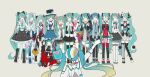  6+girls :d ^_^ aqua_bow aqua_eyes aqua_nails aqua_necktie asymmetrical_gloves asymmetrical_legwear black_bow black_gloves black_hat black_shoes black_skirt black_sleeves blonde_hair blue_gloves blue_hair blue_thighhighs blush boots bow closed_eyes collared_dress colored_skin commentary_request detached_sleeves dress flag full_body fur-trimmed_gloves fur_trim gloves gradient_hair grey_background grey_shirt hair_bow hair_ornament hairclip hat hatsune_miku headset highres holding holding_flag honomanbo jacket japanese_clothes kimono long_hair long_sleeves looking_at_another magical_mirai_(vocaloid) magical_mirai_miku magical_mirai_miku_(2013) magical_mirai_miku_(2014) magical_mirai_miku_(2015) magical_mirai_miku_(2016) magical_mirai_miku_(2017) magical_mirai_miku_(2018) magical_mirai_miku_(2019) magical_mirai_miku_(2020_summer) magical_mirai_miku_(2020_winter) magical_mirai_miku_(2021) magical_mirai_miku_(2022) magical_mirai_miku_(2024) mini_hat mismatched_gloves mismatched_legwear multicolored_hair multicolored_nails multiple_girls nail_polish necktie open_mouth pantyhose pink_gloves pink_nails pink_necktie pleated_skirt shirt shoes single_thighhigh skirt sleeveless sleeveless_dress sleeveless_shirt smile standing striped_clothes striped_thighhighs thigh_boots thighhighs top_hat twintails very_long_hair vocaloid white_gloves white_hat white_jacket white_pantyhose white_shirt white_shoes white_skin 