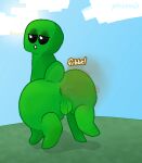 anus bedroom_eyes big_butt black_eyes blue_sky butt cloud creeper_(minecraft) digital_media_(artwork) eyelashes eyeshadow fart fart_cloud female feral green_body hi_res hiked_leg looking_at_viewer looking_back makeup microsoft minecraft mojang narrowed_eyes outside pincoosh presenting presenting_hindquarters quadruped raised_leg rear_view seductive signature sky solo sound_effects sun tail vowelless vowelless_sound_effect vulva xbox_game_studios