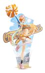  1girl :d absurdres aqua_hair aqua_panties breasts cheerleader crop_top highleg highleg_panties highres hololive hololive_english large_breasts leg_up midriff miniskirt multicolored_hair navel neocity222 orange_hair orange_shirt orange_skirt panties pink_eyes pink_shoes pom_pom_(cheerleading) shirt shoes short_hair short_hair_with_long_locks skirt smile sneakers solo stomach streaked_hair takanashi_kiara thighhighs underboob underwear virtual_youtuber white_thighhighs 
