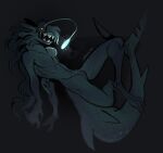 ambiguous_gender anglerfish anthro dark fish gills glowing grin hair hi_res infezmite marine relaxing smile solo teeth underwater water