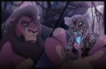 animal_genitalia animal_penis bedroom_eyes bodily_fluids brown_body cum cum_on_face cum_on_tongue digital_drawing_(artwork) digital_media_(artwork) disney duo erection feet felid feline feline_genitalia feline_penis fellatio feral first_person_view fuegobloodwing2000 fur genital_fluids genitals hair hi_res jaguar kovu_(the_lion_king) kozaar_(ragnar9th) lion looking_at_another lying male male/male mammal markings narrowed_eyes on_back open_mouth oral outside pantherine paws penile penis seductive sex smile spots spread_legs spreading the_lion_king tongue tongue_out wandalioness