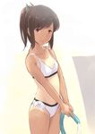  alternate_costume bikini brown_eyes brown_hair hose i-401_(kantai_collection) kantai_collection one-piece_tan short_hair short_ponytail smile solo swimsuit tan tanline wa_(genryusui) water white_bikini 