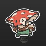 ambiguous_gender anthro dagger digital_media_(artwork) elemental_creature fantasy fungi_fauna fungus grey_background hi_res luhrak melee_weapon mushroom outline rogue running simple_background solo weapon