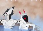 absurd_res anthro bath cigarette cigarette_in_mouth duo femboy hi_res hot_spring machine male male/male muscular muscular_male object_in_mouth onsen protogen sergal spacedragon valenshtein volnir water
