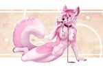  2014 anthro breasts canine chocolate f-r95 female fox fur leash looking_at_viewer mammal messy multi_nipple nipples nude pink_fur pinup pose pussy solo 