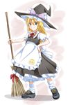  alice_margatroid apron black_dress blonde_hair blush braid broom dress hand_on_hip hat kirisame_marisa lingerie long_hair petticoat ribbon shoes socks solo standing touhou tri underwear witch_hat yellow_eyes 