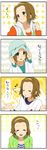  4koma :d :o ^_^ brown_hair closed_eyes comic eighth_note expressions hairband hat k-on! mizuki_makoto musical_note o3o open_mouth short_hair smile solo tainaka_ritsu translated whistling 