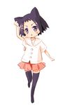  :&lt; animal_ears bad_id bad_pixiv_id blush hair_ornament hairclip ikeda_kana kazekoshi_school_uniform maromi_(am97) saki school_uniform short_hair skirt solo sweatdrop thighhighs zettai_ryouiki 