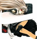  blonde_hair boots gloves highres hinomaru_(kotoba) katana kotoba_noriaki long_hair maid maid_headdress missing_eye original red_eyes scar solo sword weapon 