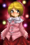  blonde_hair cosplay face harusame_(unmei_no_ikasumi) houraisan_kaguya houraisan_kaguya_(cosplay) lunasa_prismriver short_hair solo touhou yellow_eyes 