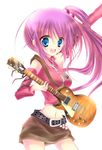  asakura_hayate bad_id bad_pixiv_id belt blue_eyes guitar hair_bobbles hair_ornament instrument little_busters! long_hair midriff purple_hair saigusa_haruka side_ponytail solo 