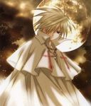  aquarian_age blonde_hair cloak cross frown hair_over_one_eye nanase_aoi night short_hair sky trees 