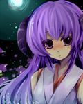  bad_id bad_pixiv_id hanyuu higurashi_no_naku_koro_ni horns japanese_clothes long_hair miko moon ouri purple_eyes purple_hair solo 