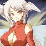  breasts cleavage_cutout elbow_gloves final_fantasy final_fantasy_tactics gloves head_wings large_breasts long_hair lowres red_eyes shougayaki_(kabayaki_3) silver_hair smile solo ultima_(fft) wings 