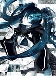  alexa_pasztor bad_source belt bikini_top black_hair black_rock_shooter black_rock_shooter_(character) blue_eyes long_hair pale_skin scar solo 