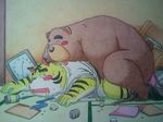  anal bear blush chubby clothing feline futonuki gay kemono licking male mammal messy saliva suit tears tiger tongue 