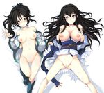  2girls areolae big_breasts black_hair blush breasts censored echizen_(hvcv) female fir fire_emblem karla large_breasts long_hair looking_at_viewer multiple_girls nipples nude open_clothes pixiv_thumbnail pussy smile spread_legs 