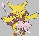  &lt;3 alakazam ambiguous_gender angelofhapiness blush colors cum eyes_closed from_behind grey_background male mew nintendo open_mouth plain_background pok&eacute;mon video_games 