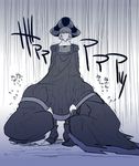  2girls bad_id bad_pixiv_id claude_frollo cloak disney hat maleficent marimo_(yousei_ranbu) monochrome multiple_girls one_man's_dream_ii rain sexually_suggestive shared_clothes sleeping_beauty solo_focus squatting standing the_hunchback_of_notre_dame under_clothes witch_(snow_white) younger 