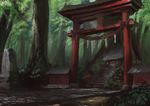  bad_pixiv_id forest matsura_ichirou nature no_humans original scenery shrine sketch torii tree 