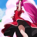  aino_megumi alternate_form arm_up armpits ass cherry_flamenco cure_lovely happinesscharge_precure! haruyama_kazunori long_hair magical_girl no_panties open_mouth pink_eyes pink_hair ponytail precure smoke solo wide_ponytail 