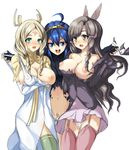  3girls areolae blonde_hair blue_eyes blue_hair blush braid breasts breasts_outside brown_eyes brown_hair cleavage echizen_(hvcv) emerina_(fire_emblem) facial_mark fire_emblem fire_emblem:_kakusei forehead_mark girl_sandwich green_eyes hair_ornament hairband large_breasts long_hair looking_at_viewer lucina lucina_(fire_emblem) medium_breasts multiple_girls navel nintendo nipples open_mouth panties pubic_hair puffy_nipples pussy pussy_juice sandwiched smile sumia_(fire_emblem) thighhighs tongue torn_clothes uncensored underwear white_background yellow_eyes 