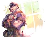  bandanna big_muscles canine clothing gloves male mammal muscles null-ghost pecs smoking tools 