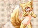  animal_ears bottomless fangs flat_chest fox_ears fox_girl kazami_karasu light_brown_hair moonlight_flower no_panties paws ragnarok_online red_eyes solo tail 