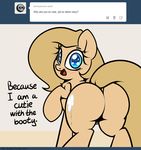  2014 big_butt butt english_text equine female feral horse looking_at_viewer looking_back mammal my_little_pony original_character pony slavedemorto smile solo text 