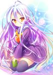  blonde_hair blue_hair card gradient_hair highres long_hair multicolored_hair nametakenoko no_game_no_life school_uniform serafuku shiro_(no_game_no_life) sitting solo thighhighs very_long_hair wariza yellow_eyes 