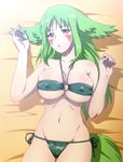  bikini breasts cleavage green_hair kijigami_(momo_kyun_sword) large_breasts long_hair momo_kyun_sword screencap swimsuit yellow_eyes 