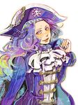 1girl cravat hat jolly_roger marineford one_piece pirate purple_hair solo whitey_bay 