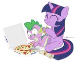  2014 alpha_channel cute dm29 dragon eating equine female feral food friendship_is_magic horn horse male mammal my_little_pony pizza pony spike_(mlp) twilight_sparkle_(mlp) winged_unicorn wings 