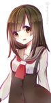  bakemonogatari brown_eyes brown_hair highres monogatari_(series) ria_(riaponyo) school_uniform sengoku_nadeko serafuku short_hair standing 