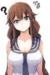  ? aqua_eyes breasts brown_hair dated head_tilt kantai_collection large_breasts long_hair momo_(higanbana_and_girl) noshiro_(kantai_collection) school_uniform serafuku solo upper_body 