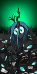  2014 changeling female feral friendship_is_magic green_eyes green_hair hair long_hair mickeymonster my_little_pony queen_chrysalis_(mlp) sad 