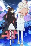  2girls azami_(kagerou_project) bad_id bad_pixiv_id black_hair child closed_eyes family father_and_daughter gorgon husband_and_wife kagerou_project kozakura_shion long_hair mother_and_daughter multiple_girls red_eyes ribbon scales short_hair smile teranishi_(hazukitera) tsukihiko_(kagerou_project) very_long_hair white_hair 