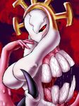  black_sclera blush come_hither double_(skullgirls) eldritch_abomination extra_mouth monster one-eyed red_eyes saliva skullgirls solo youjin_(wakamotosupu) 