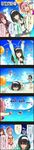  &gt;_&lt; 5koma bikini black_hair blue_eyes brown_hair character_name cinderella_girls_gekijou closed_eyes comic hairband highres hood hoodie ichinose_shiki idolmaster idolmaster_cinderella_girls jacket jacket_over_swimsuit jougasaki_mika long_hair long_image multiple_girls official_art open_clothes open_hoodie pink_hair plaid plaid_bikini ponytail sagisawa_fumika scrunchie swimsuit tall_image translated yellow_eyes 