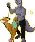  anthro blush canine clothing collar fox fox_mccloud fur gay girly high_heels male mammal nintendo octopoodle penetration raised_tail skirt star_fox video_games wolf 