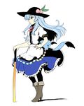  blue_hair boots food fruit hat high_heel_boots high_heels hinanawi_tenshi isaki_(gomi) long_hair pantyhose peach planted_sword planted_weapon puffy_short_sleeves puffy_sleeves red_eyes sash shirt short_sleeves skirt solo sword sword_of_hisou touhou very_long_hair weapon 