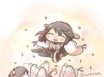  ^_^ ahoge black_hair blush_stickers brown_hair chibi closed_eyes confetti detached_sleeves glasses hairband happy_tears haruna_(kantai_collection) hiei_(kantai_collection) inishie japanese_clothes kantai_collection kirishima_(kantai_collection) kongou_(kantai_collection) multiple_girls nontraditional_miko open_mouth tears thighhighs wide_sleeves 