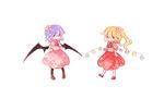  bat_wings blonde_hair flandre_scarlet flower hair_flower hair_ornament multiple_girls nine_usagi purple_hair red_eyes remilia_scarlet short_hair siblings side_ponytail sisters smile touhou wings 