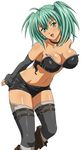  1girl breasts dark_skin green_eyes green_hair ikkitousen large_breasts long_hair looking_at_viewer official_art ryofu_housen smile solo standing twintails 